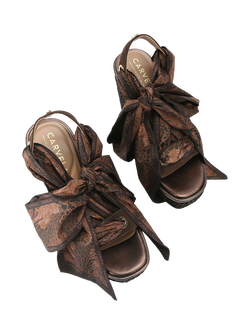 Carvela Sorrento Scarf Wedge Sandals, Brown Mid - view 2, Brown Mid