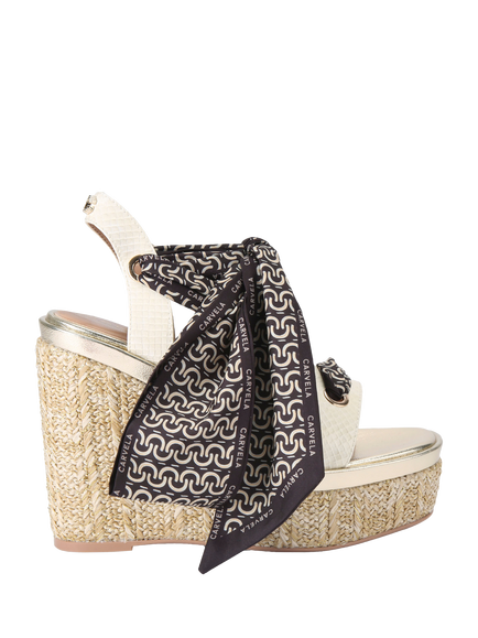 Carvela Sorrento Scarf Wedge Sandals, Natural Putty, Natural Putty