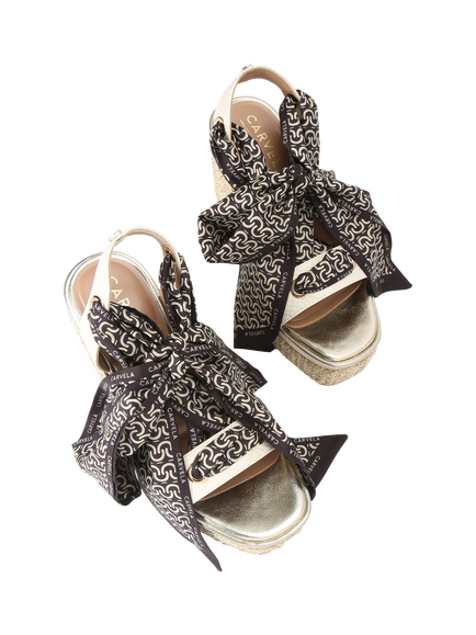 Carvela Sorrento Scarf Wedge Sandals, Natural Putty - view 2, Natural Putty