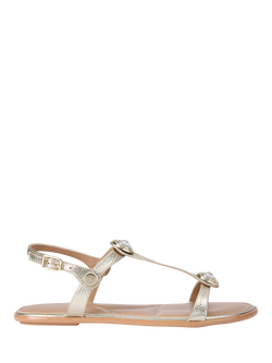 Carvela Amalia Leather Embellished Slingback Footbed Sandals, Gold