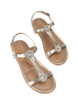 Carvela Amalia Leather Embellished Slingback Footbed Sandals - view 2, Gold