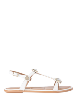 Carvela Amalia Leather Embellished Slingback Footbed Sandals, White