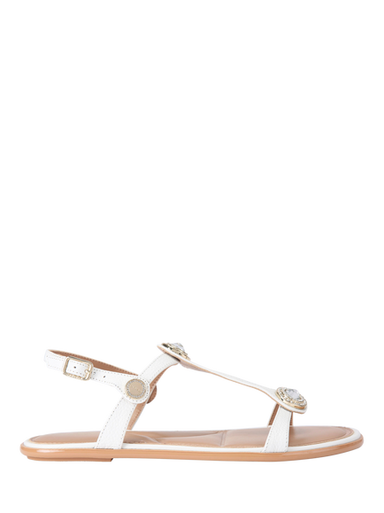 Carvela Amalia Leather Embellished Slingback Footbed Sandals, White