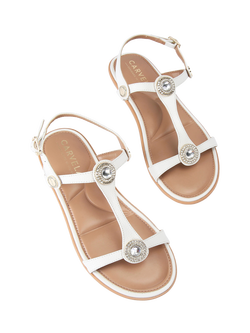 Carvela Amalia Leather Embellished Slingback Footbed Sandals - view 2, White