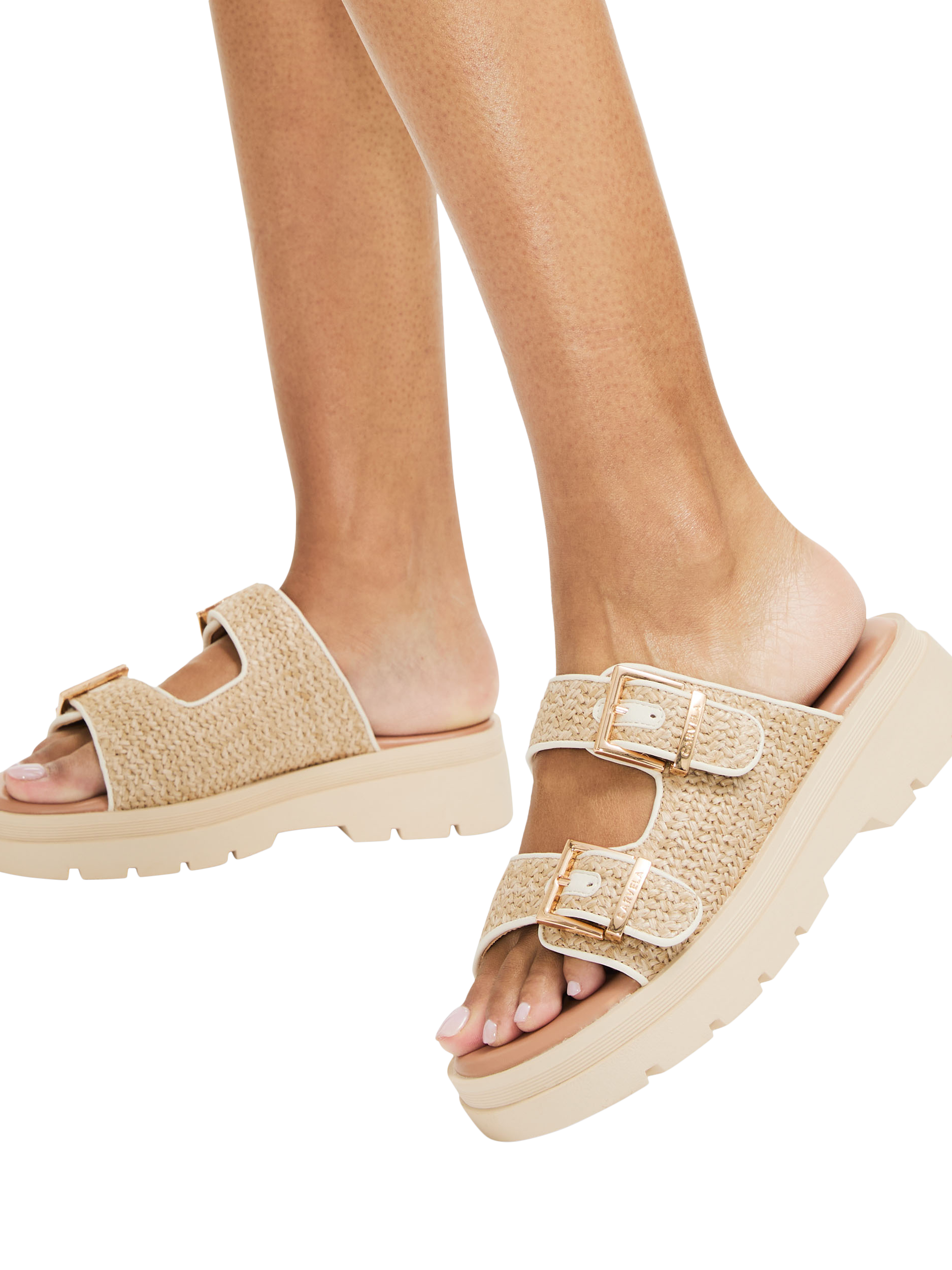 Product image 2 of 5, which shows Carvela Bormio Buckle Sandals, Beige Combination, 3