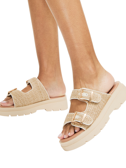 Carvela Bormio Buckle Sandals, Beige Combination - view 2, Beige Combination