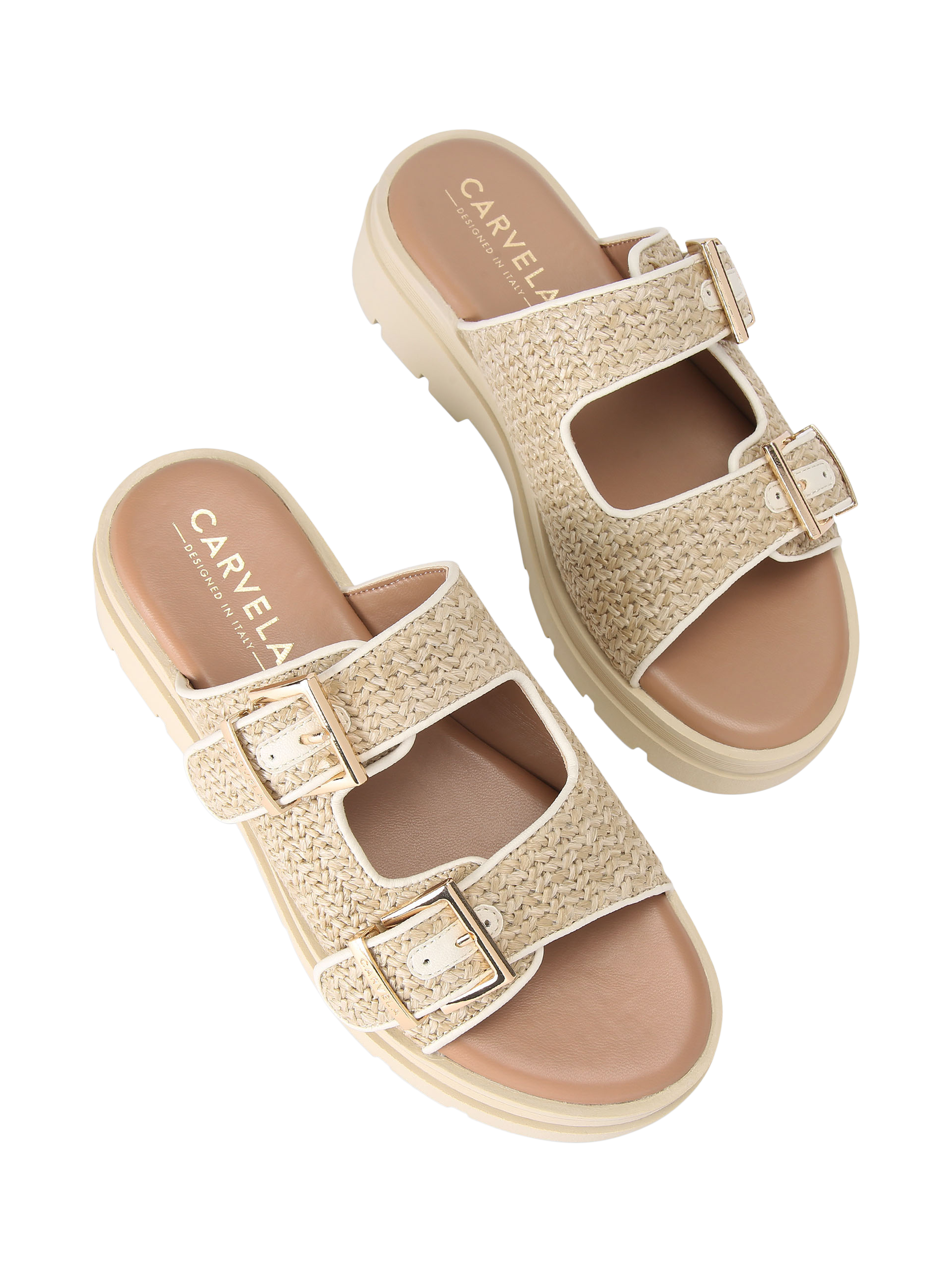 Product image 3 of 5, which shows Carvela Bormio Buckle Sandals, Beige Combination, 3