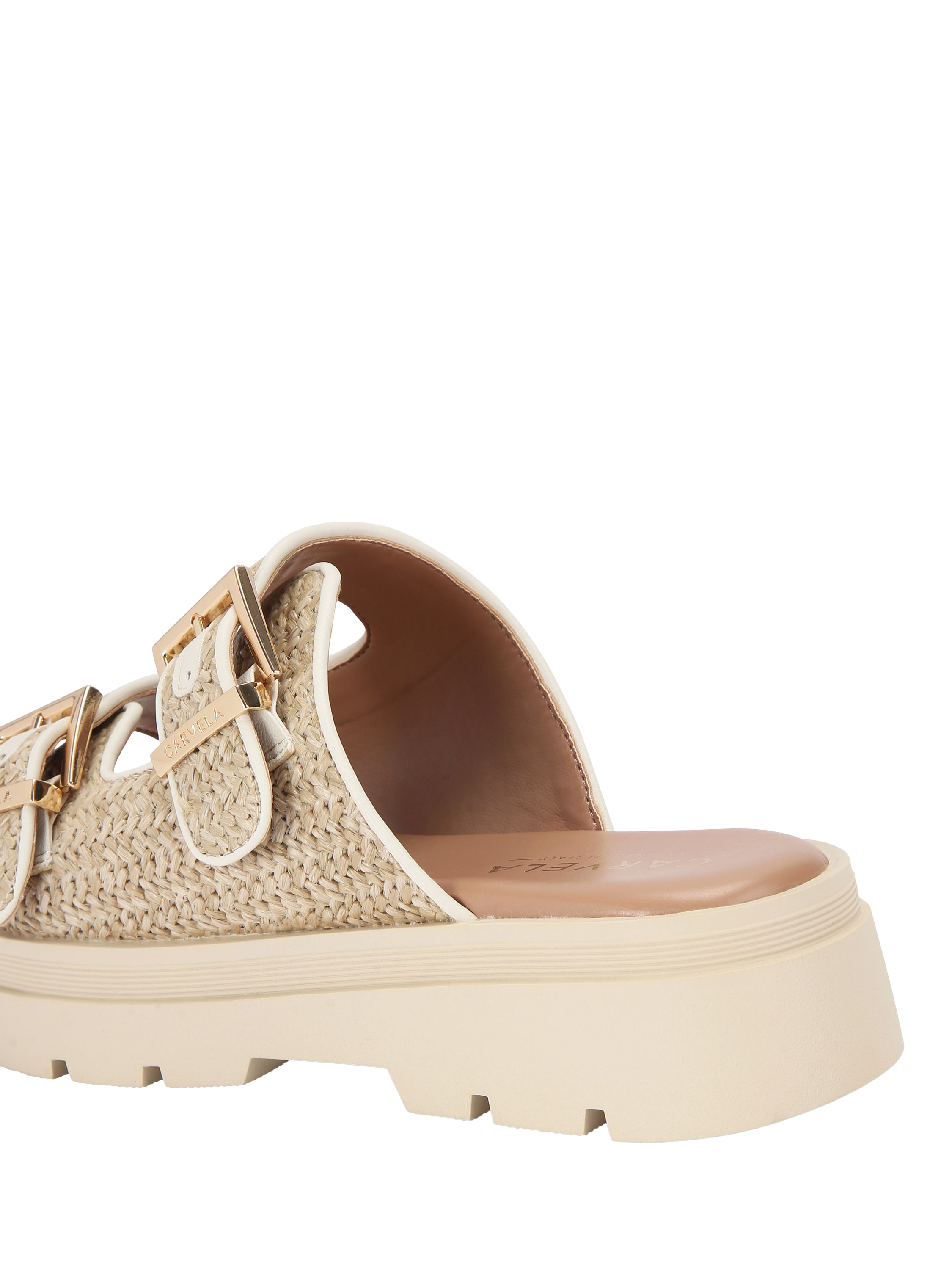 Product image 4 of 5, which shows Carvela Bormio Buckle Sandals, Beige Combination, 3