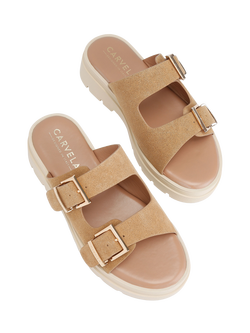 Carvela Bormio Slip On Buckle Sandals, Taupe - view 2, Taupe