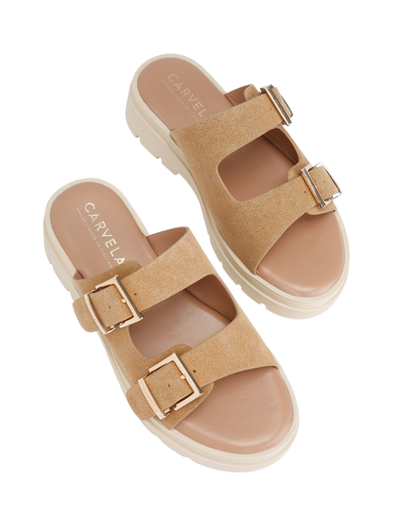 Carvela Bormio Slip On Buckle Sandals, Taupe - view 2, Taupe