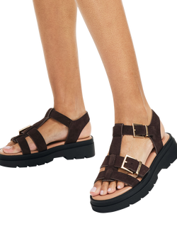 Carvela Bormio Buckle Strappy Sandals, Brown Mid - view 2, Brown Mid