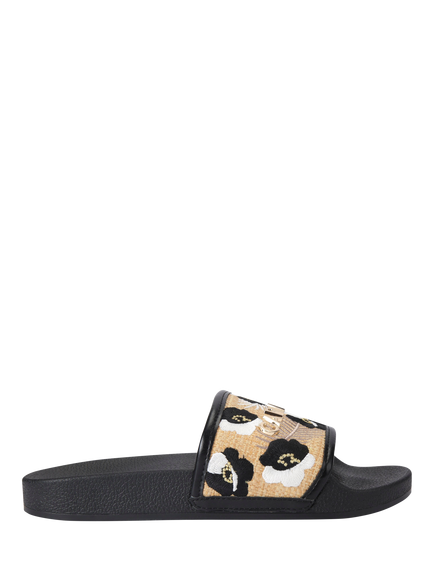 Carvela Giorgia Flower Slider Sandals, Black/Multi, Black/Multi