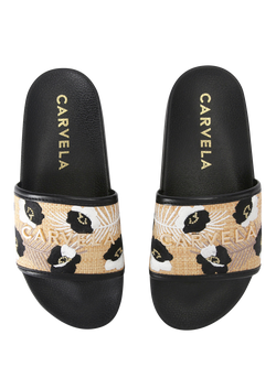 Carvela Giorgia Flower Slider Sandals, Black/Multi - view 2, Black/Multi