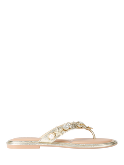 Carvela Marina Embellished Open Toe Flat Sandals, Gold, Gold