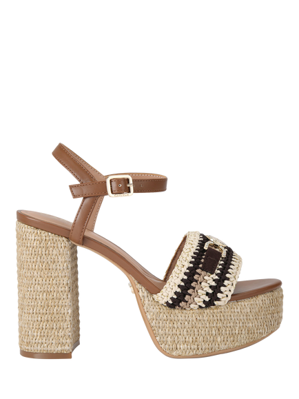 Carvela Nola Braided Platform Heel Sandals, Black/Multi, Black/Multi
