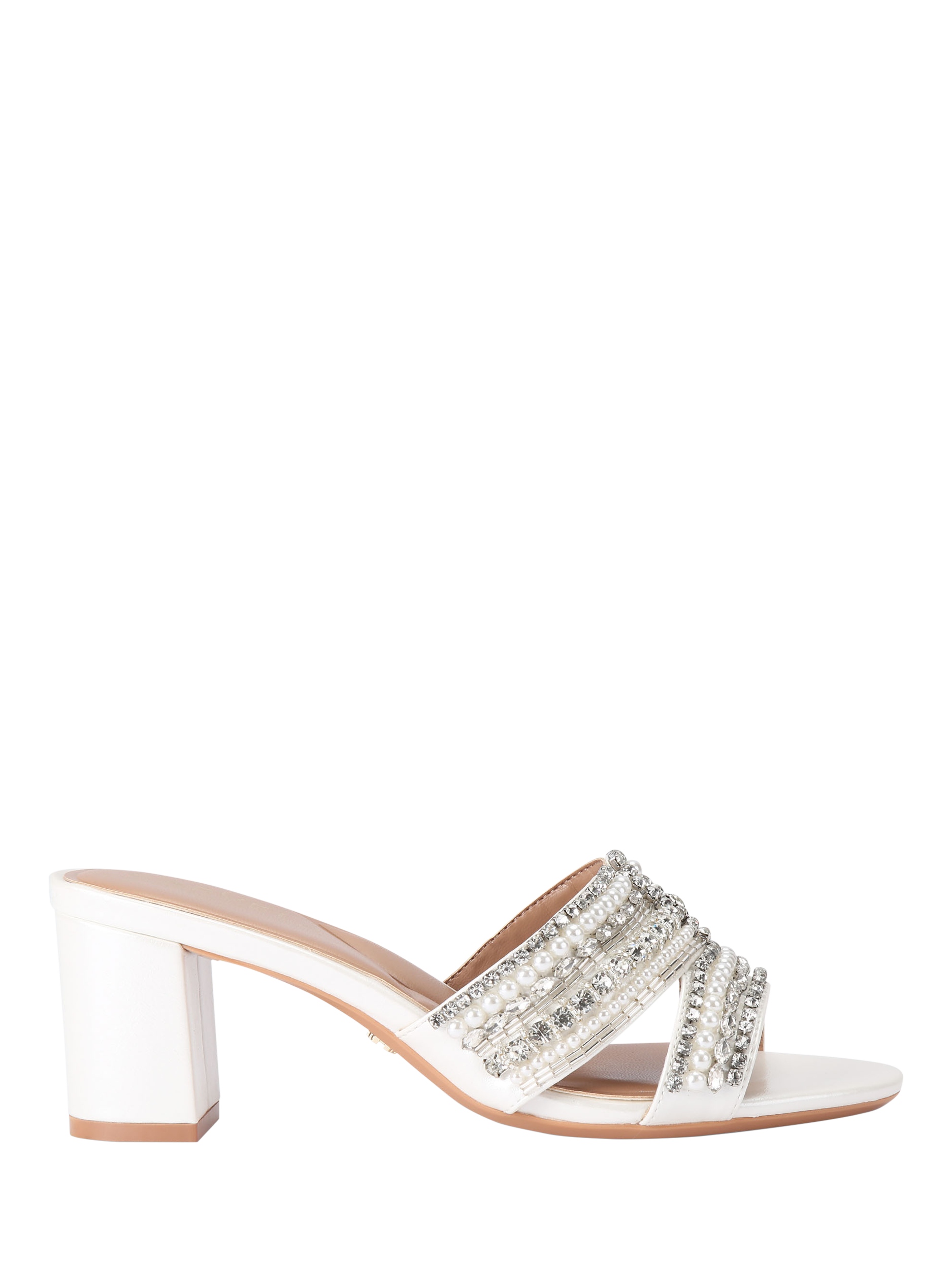 Product image 1 of 4, which shows Carvela Pageant Embellished Block Heel Sandals, White, 3