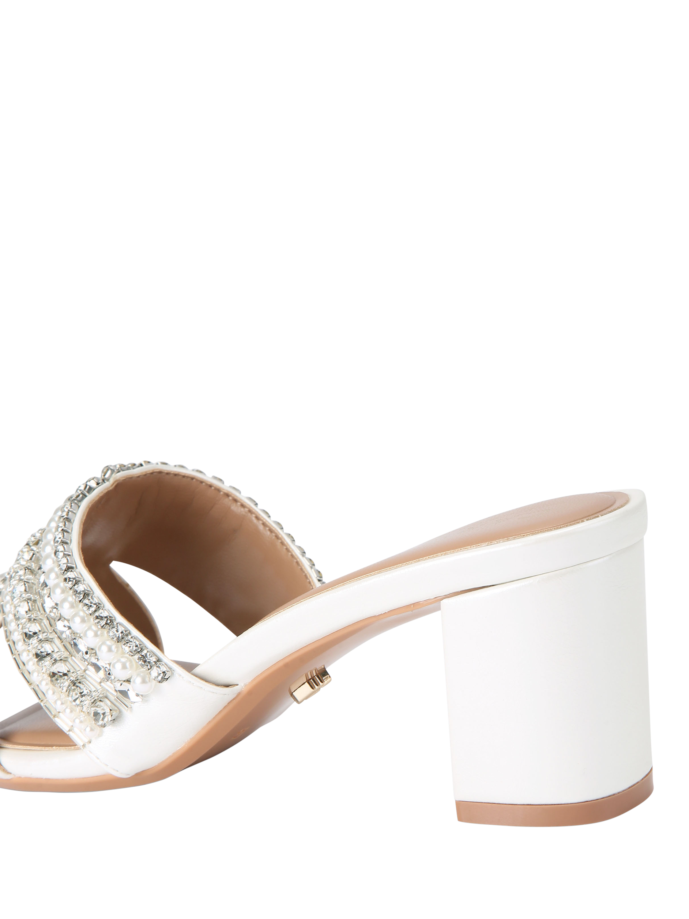 Product image 3 of 4, which shows Carvela Pageant Embellished Block Heel Sandals, White, 3