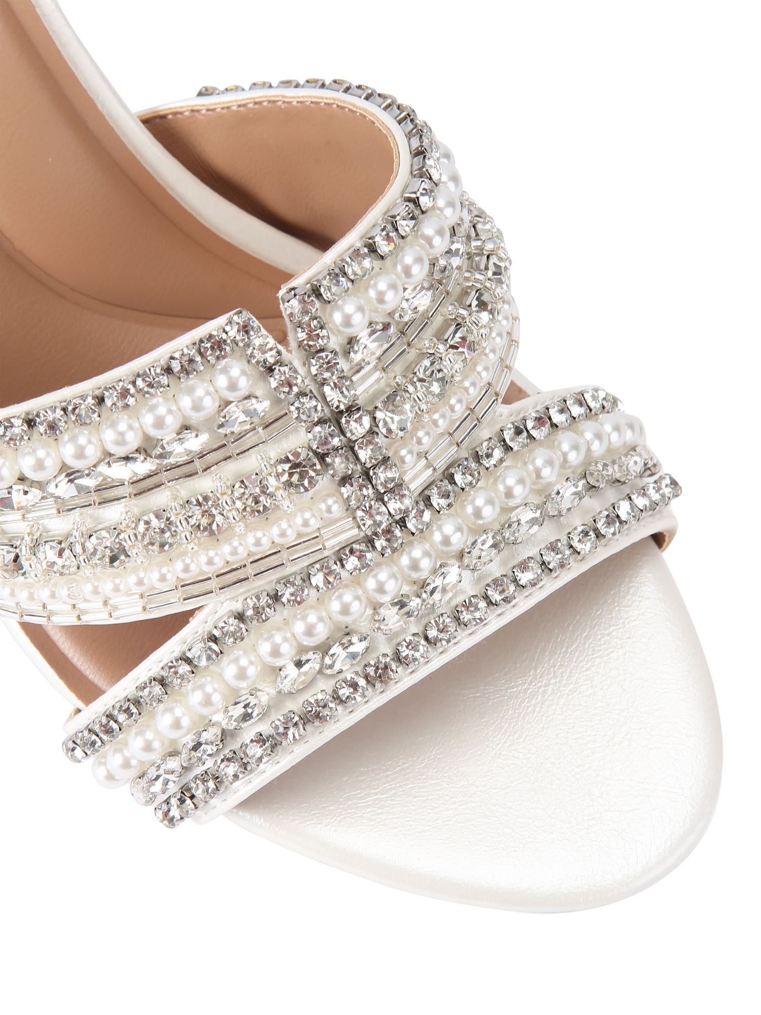 Product image 4 of 4, which shows Carvela Pageant Embellished Block Heel Sandals, White, 3