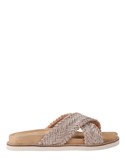 Carvela Paloma Embellished Cross Strap Footbed Sandals, Blush