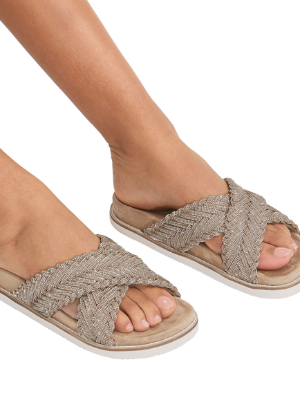 Carvela Paloma Embellished Cross Strap Footbed Sandals - view 2, Blush