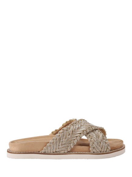 Carvela Paloma Embellished Cross Strap Footbed Sandals, Gold