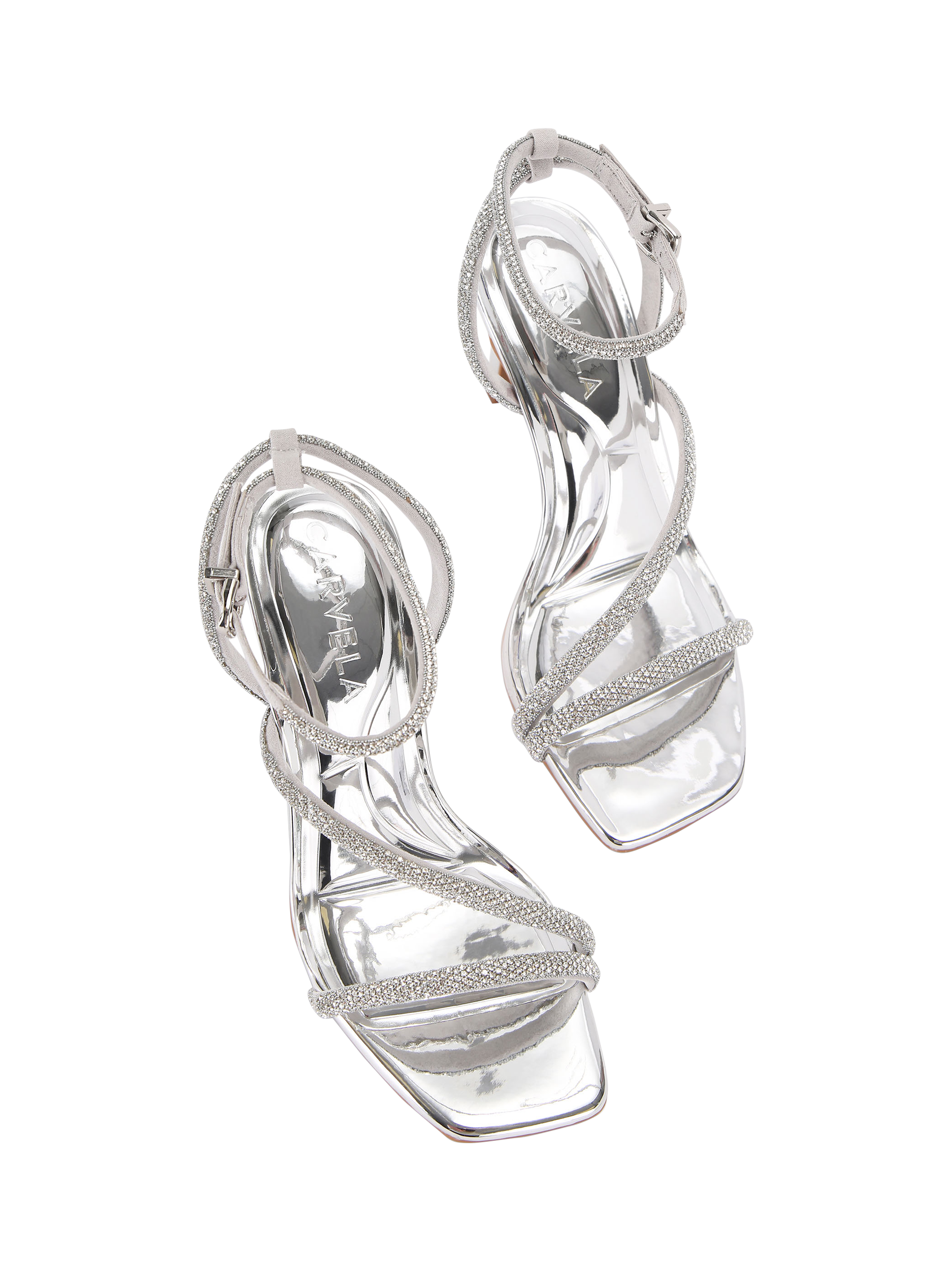 Product image 3 of 5, which shows Carvela Paparazzi Embellished High Heel Sandals, Silver, 3