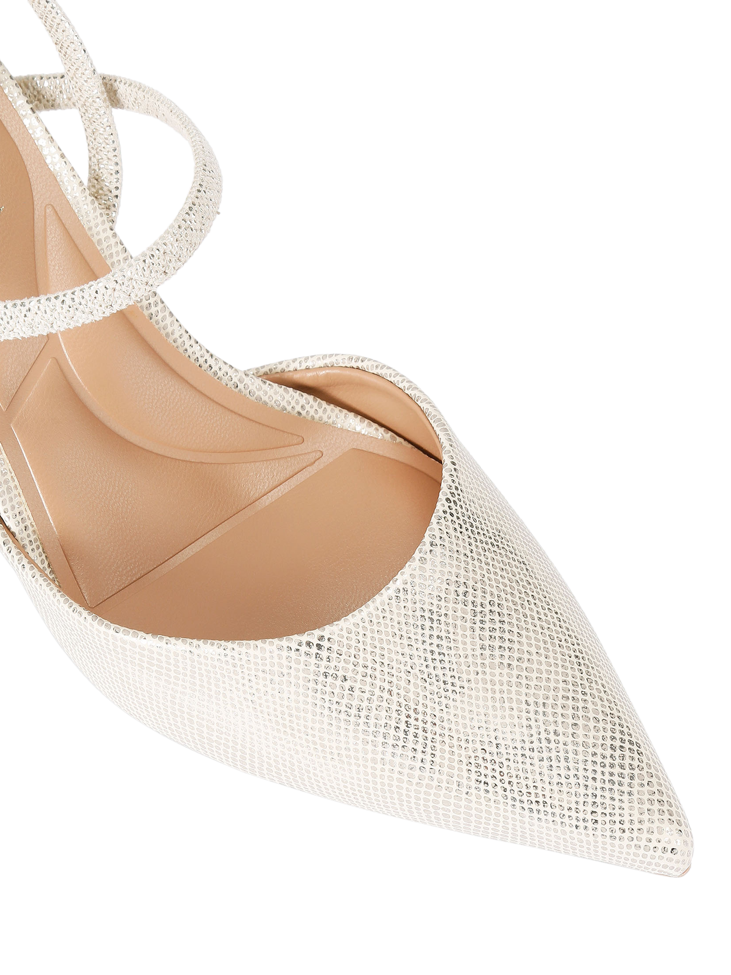 Product image 5 of 5, which shows Carvela Pastello Metallic Point Toe Strappy Sandals, Gold, 3