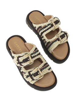 Carvela Pavilion Crochet Double Strap Sandals - view 2, Brown/Multi