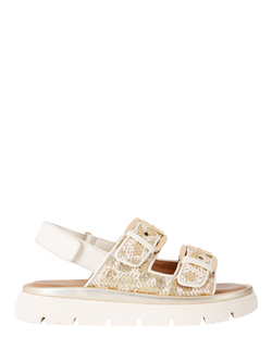 Carvela Pavilion Slingback Double Buckle Sandals, Gold, Gold