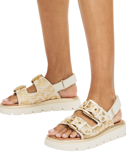 Carvela Pavilion Slingback Double Buckle Sandals, Gold - view 2, Gold