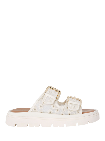 Carvela Pavilion Mesh Embroidered Sandals, White, White