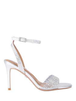Carvela Pisitano Vinyl Embellished Stiletto Heel Sandals, Silver, Silver