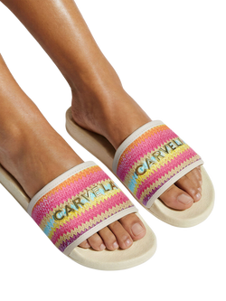 Carvela Sicily Raffia Sliders, Multi - view 2, Multi