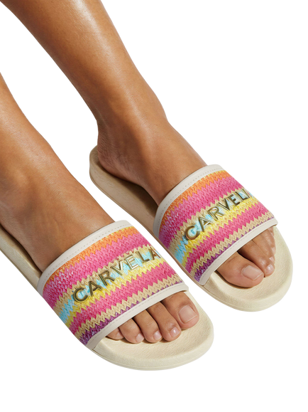 Carvela Sicily Raffia Sliders, Multi - view 2, Multi