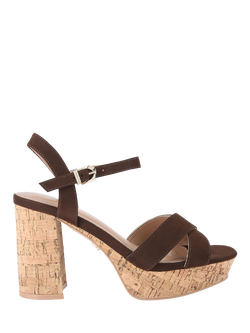 Carvela Sonata Cork High Heel Strappy Sandals, Brown, Brown