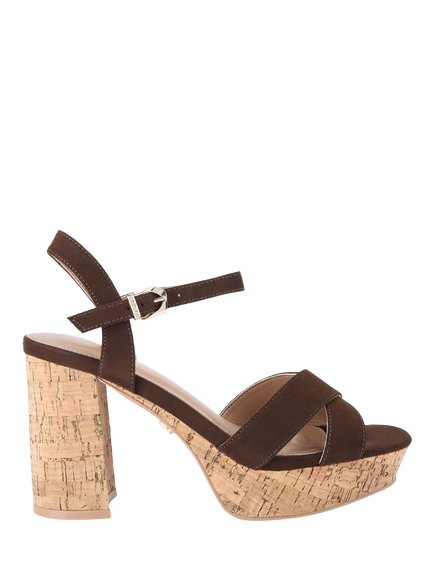 Carvela Sonata Cork High Heel Strappy Sandals, Brown, Brown