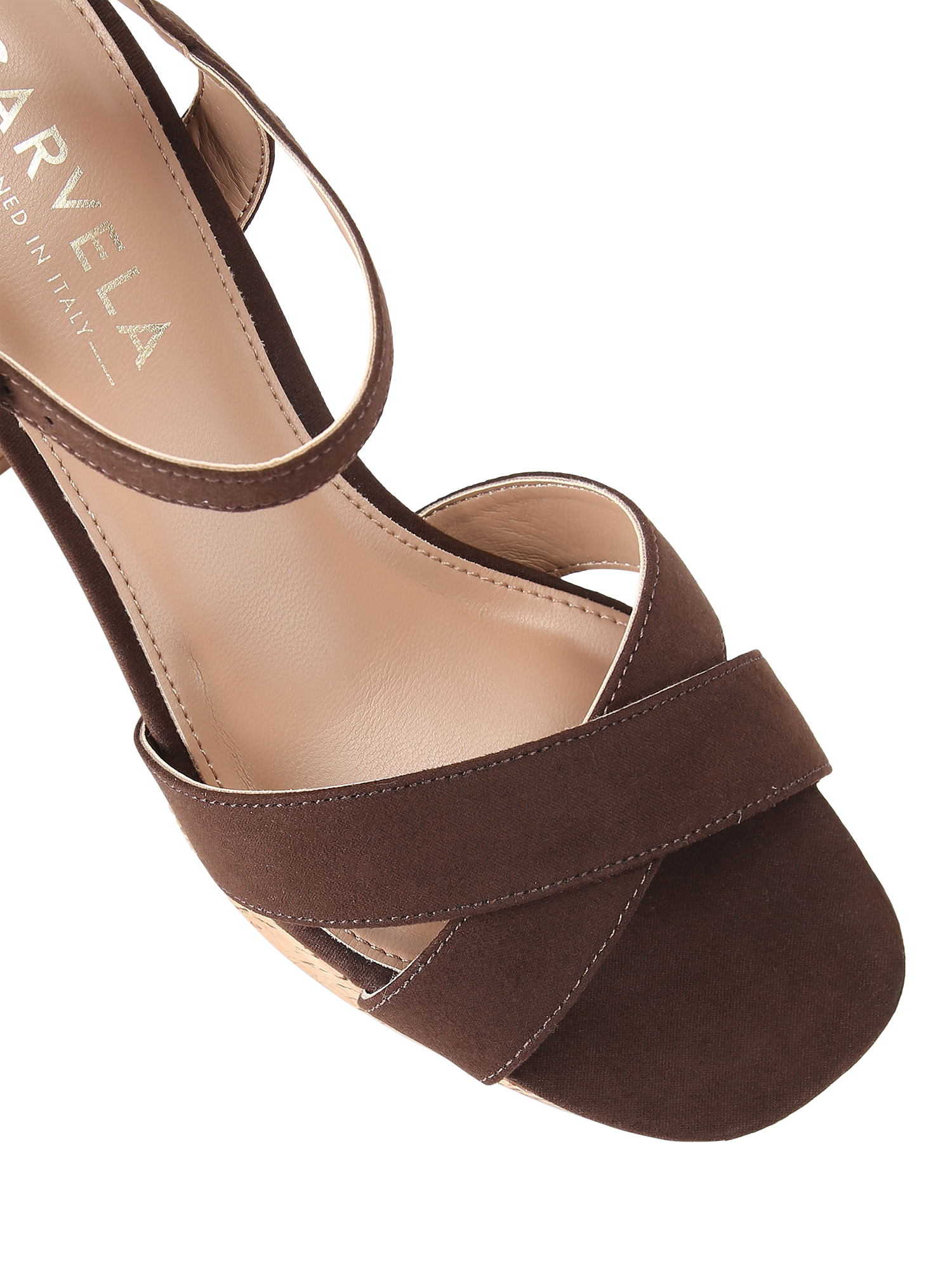 Product image 5 of 5, which shows Carvela Sonata Cork High Heel Strappy Sandals, Brown, 3
