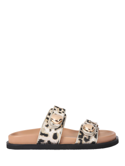 Carvela Sorano Leopard Print Double Strap Sandals, Gold, Gold