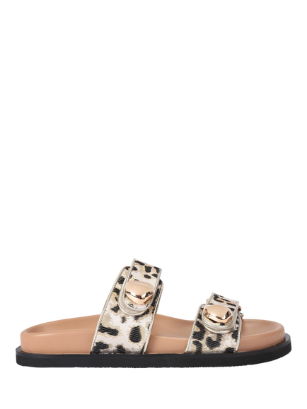 Carvela Sorano Leopard Print Double Strap Sandals, Gold, Gold