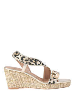 Carvela Sorano Leopard Print Wedge Heel Espadrille Sandals, Gold, Gold