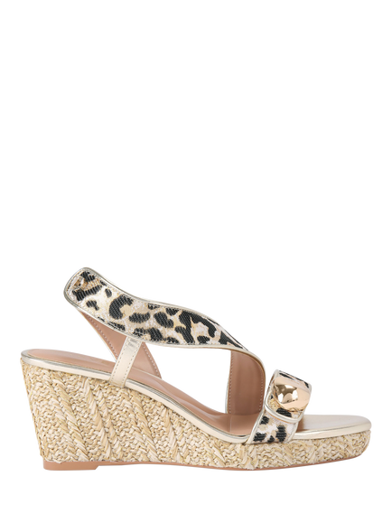 Carvela Sorano Leopard Print Wedge Heel Espadrille Sandals, Gold, Gold