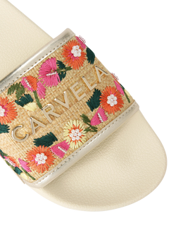 Carvela Sorrento Embroidered Floral Slider Sandals, Multi - view 2, Multi