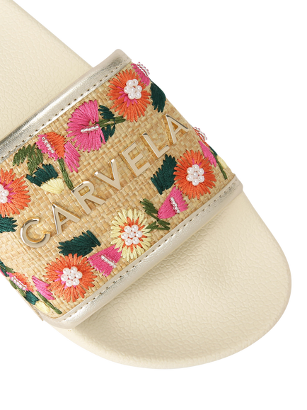 Carvela Sorrento Embroidered Floral Slider Sandals, Multi - view 2, Multi