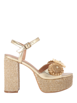 Carvela Sorrento Flower Platform Heel Sandals, Gold, Gold