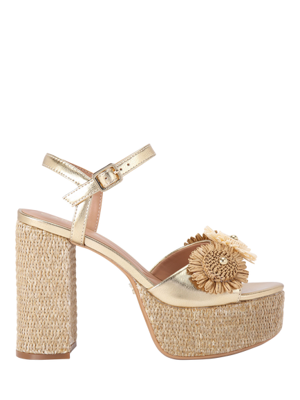 Carvela Sorrento Flower Platform Heel Sandals, Gold, Gold