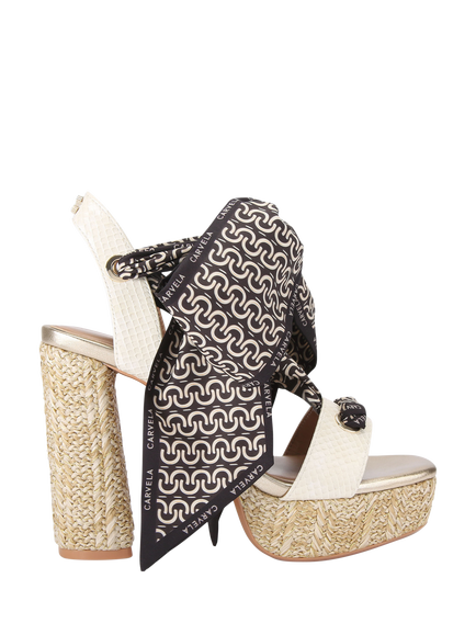 Carvela Sorrento Scarf Platform Block Heel Sandals, Natural Putty, Natural Putty