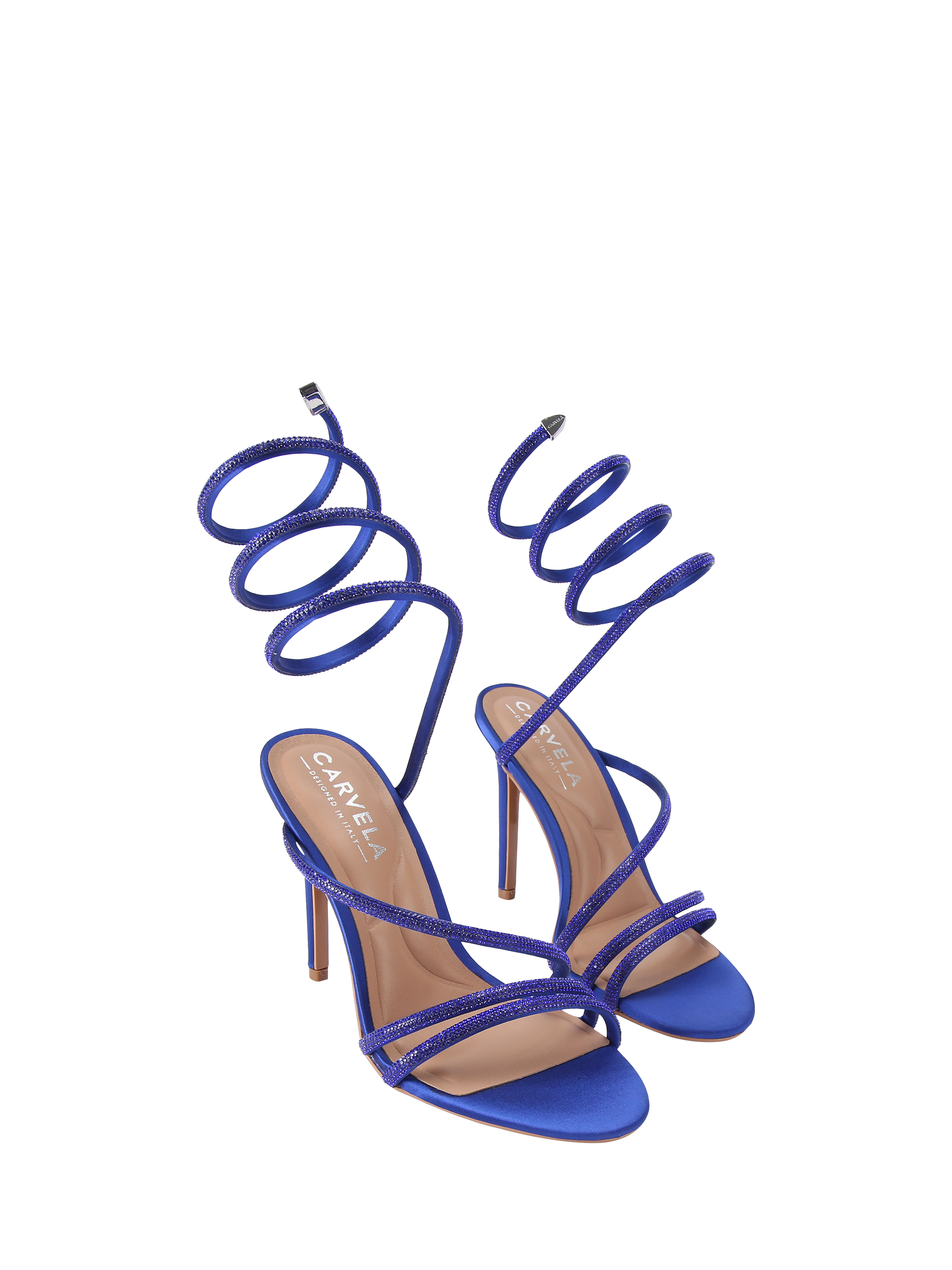 Product image 3 of 5, which shows Carvela Spiral Heeled Sandals, Blue, 3