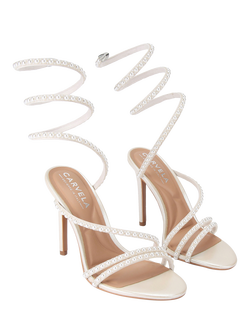 Carvela Spiral Diamante Embellished Strappy Sandals, Natural Champagne - view 2, Natural Champagne