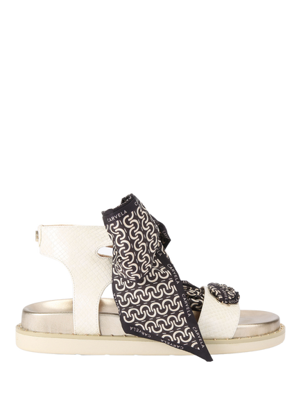 Carvela Sorrento Scarf Footbed Sandals, Natural Putty, Natural Putty