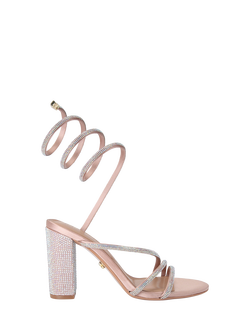 Carvela Swirly Embellished Block Heel Sandals, Pink Blush, Pink Blush
